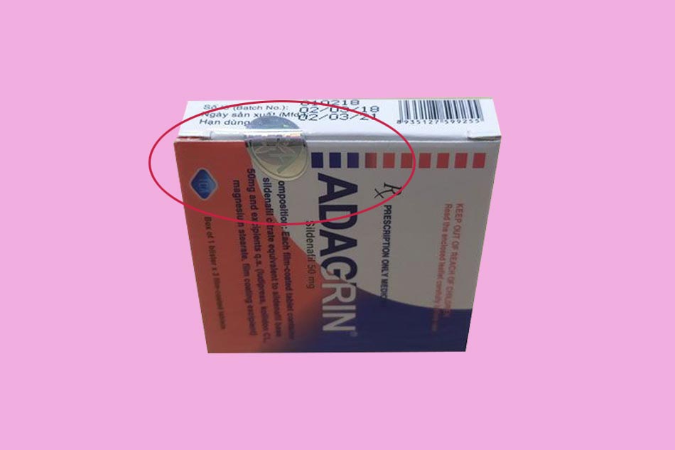 Tem chống giả của thuốc Adagrin 50mg